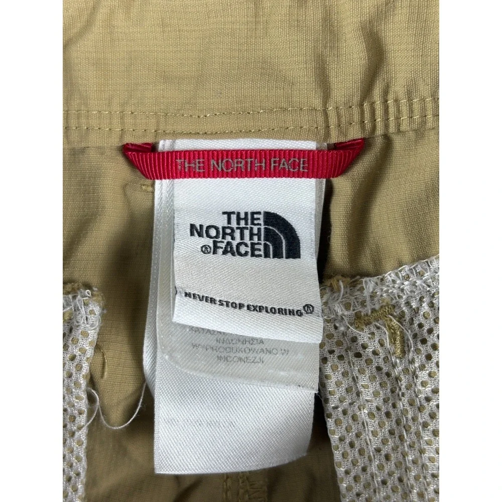 The North Face Horizon Hiking Shorts Women 29x7 Khaki Logo Ripstop Nylon Outdoor
